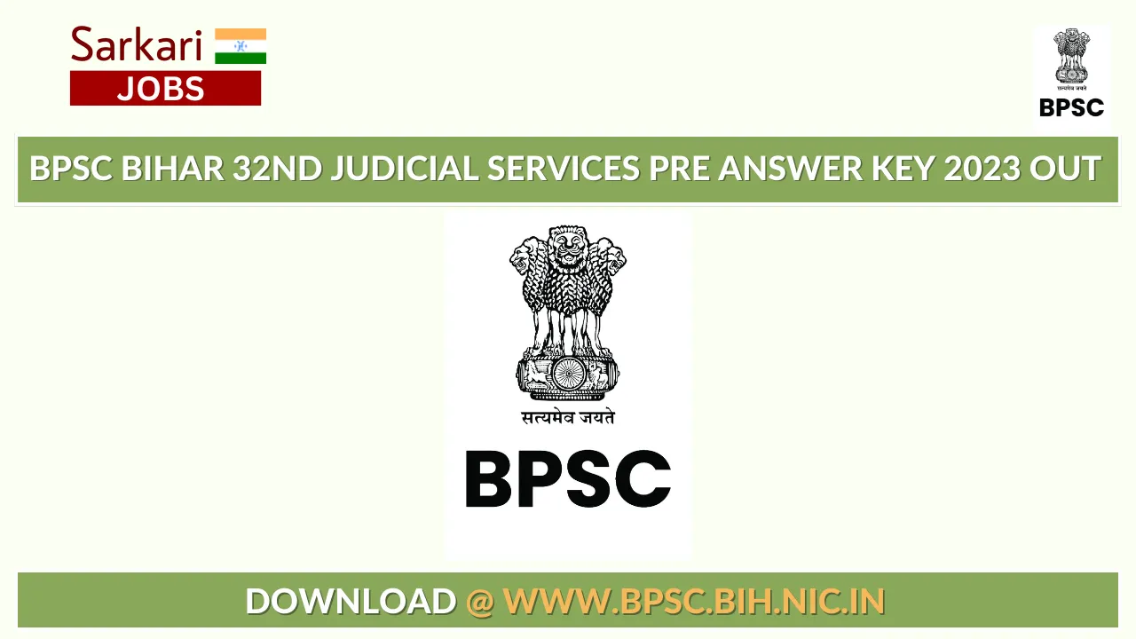 BPSC Bihar 32nd Judicial Services Pre Answer Key 2023